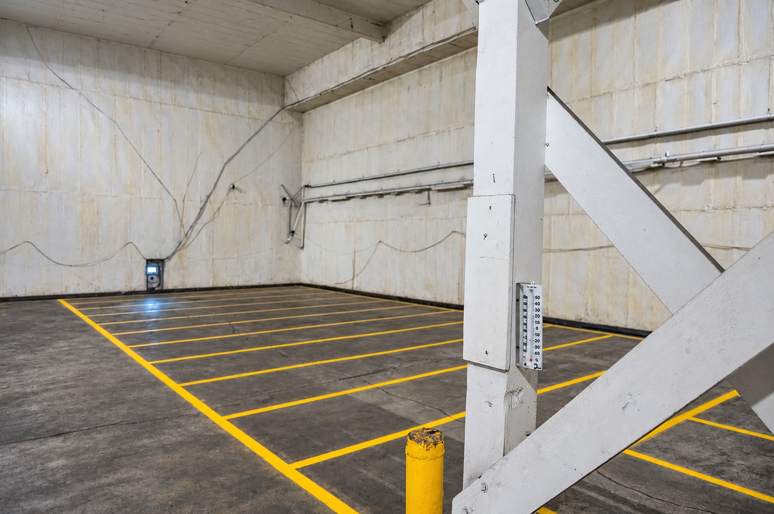Refrigerated room with marked floor positions at Glacier Peak